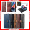 For iPhone DG.MING  Luxury Upgrade Card Slots Magnetic Removable 2in1 Rivet Leather Case