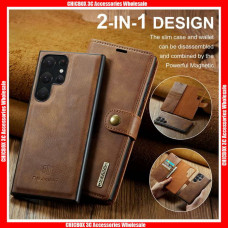 For Samsung S&N Series DG.MING  Luxury Upgrade Card Slots Magnetic Removable 2in1 Rivet Leather Case