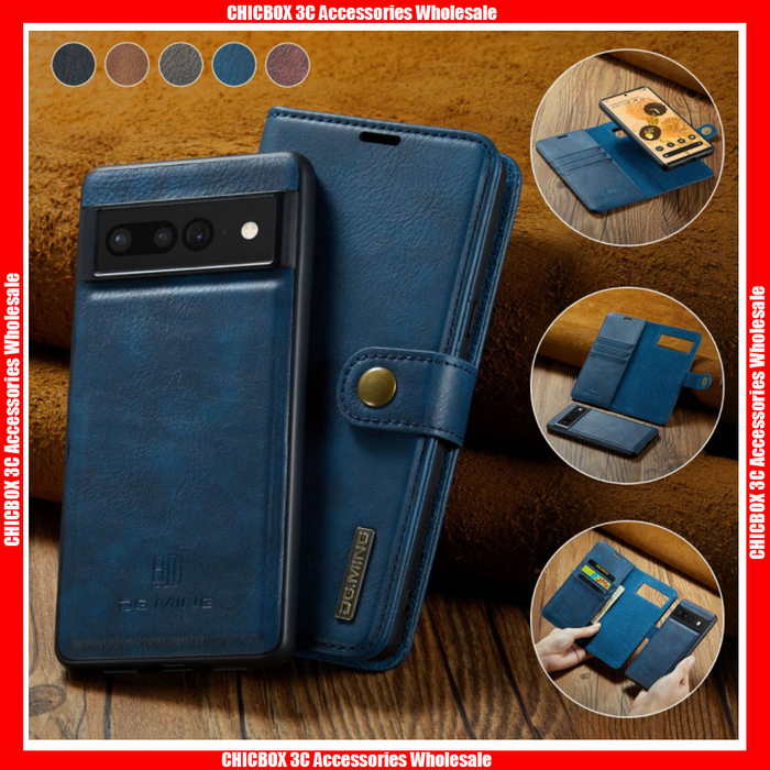 For HUAWEI & Google Series DG.MING  Luxury Upgrade Card Slots Magnetic Removable 2in1 Rivet Leather Case