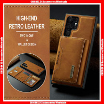 For Samsung S&N Series DG.MING M2 Series Pure Color 3 Fold Movable Card Slot Wallet Bag with Magnetic Suction Leather Back Case