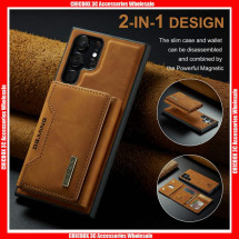 For Samsung A Series DG.MING M2 Series Pure Color 3 Fold Movable Card Slot Wallet Bag with Magnetic Suction Leather Back Case