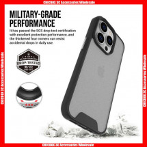 For iPhone Series Military Grade Drop Resistance Matte Clear Hard PC+TPU Case with Black Edge, with retail package