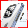 For iPhone Matte Color Transparent Hard TPU+PC Case with Color Edge and Metal Camera Frame