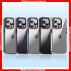 For iPhone Matte Color Transparent Hard TPU+PC Case with Color Edge and Metal Camera Frame