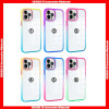 For iPhone & Samsung Gradient Metal Camera Frame Acrylic+TPU Hard Case With Metal Buttons