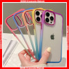 For iPhone & Samsung Gradient Metal Camera Frame Acrylic+TPU Hard Case With Metal Buttons