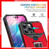 For iPhone Pushing Camera Window Card Slot Metal Holder Ring Hard PC+TPU Case