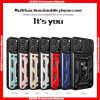 For iPhone Magnetic Adsorbing Metal Holder Pushable Camera Lens Drop Resistance Hard Case