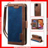 For Samsung A Vintage Splicing Card Slots Photo Window Leather Wallet Case with Hand Strap