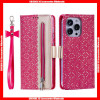 For Samsung S&N  Graceful Lace Zipper Wallet Card Slots Photo Window Leather Case with Hand Strap