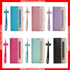 For Samsung S&N  Graceful Lace Zipper Wallet Card Slots Photo Window Leather Case with Hand Strap