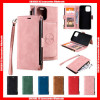 For Samsung A Zipper Wallet Card Slots Leather Case With Card Slots Magnetic Adsorbing Back Bag And Hand Strap