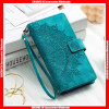 For iPhone 8 Card Slots Embossed Flower Magnetic Adsorbing Buckle Photo Window Leather Case with Hand Strap